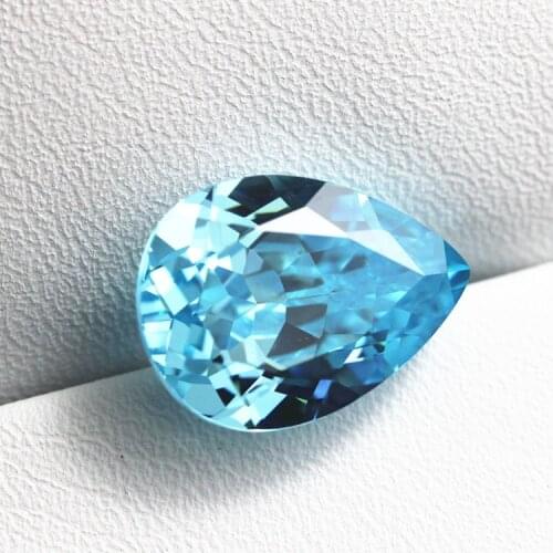 Light tourmaline pear shape brilliant cut faceted sea blue beads loose stone sky blue stones for DIY jewelry making