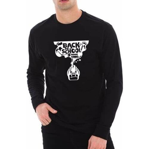 TARCHIA Spring Summer Fashion Black School Oversized T-Shirt New Cotton Tops Men Tee Long Sleeve Shirt Homme Men Women Wear