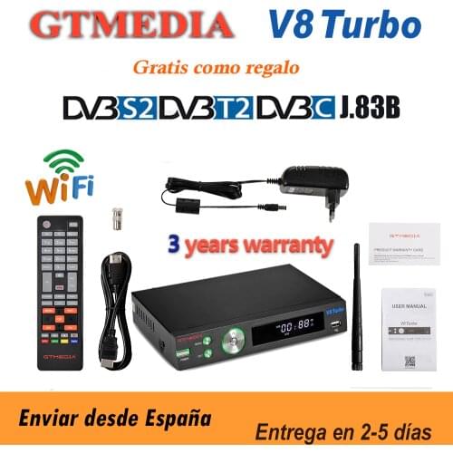 GTMEDIA V8 TURBO TV Receiver Full HD1080P Support DVB-S2/S2X/T2/Cable/J.83B Set-top Box Built-in WiFi H.265 No App