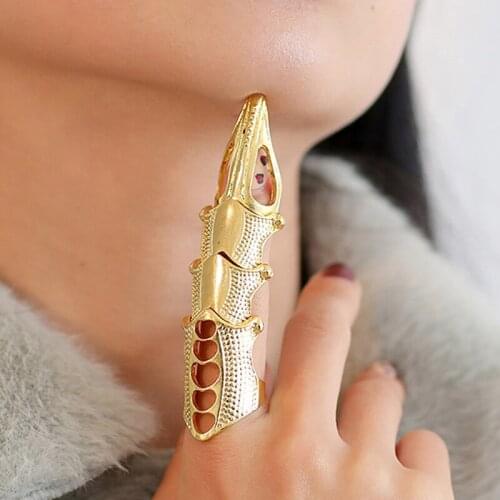 Tocona Vintage knight Skull Armour Knuckle Colorful Joint Ring for Women Men Hollow Geometric Adjustable Party Jewelry l2004