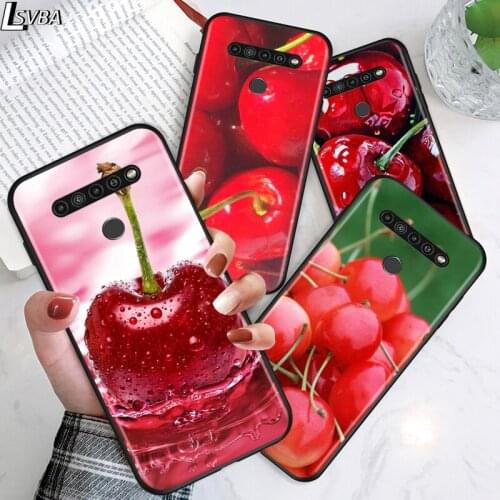 Cherry Fruit for LG G8 G8S G8X V30 V35 V40 V50 V60 ThinQ Q60 K40 K50 K51 K61 K71 K92 K62 Soft Black Phone Case