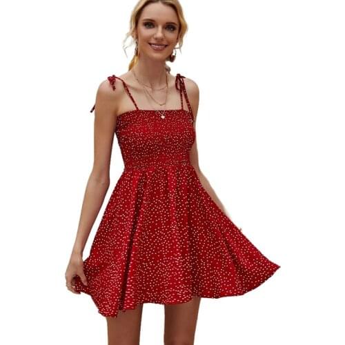 2021 Spring Summer New Sling Floral Polka Dot Dress Women Fashion Sexy Elegant Casual Beach Holiday Boho Office Lady Party Dress