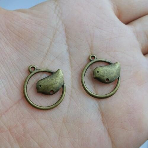 10 pieces / lot 20mm Alloy birds jewelry Findings charm pendants Antiqued bronze Fit Bracelet Necklace Earrings