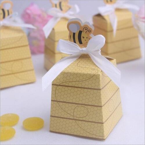 100PCS Yellow Honey Bee wedding baby shower birthday party Favor gift box candy boxes favors