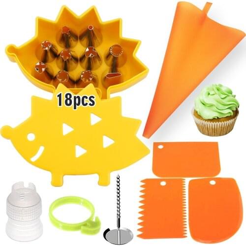 18Pcs Set Silicone Pastry Bag Tips Kitchen Cake Icing Piping Cream Cake Decorating Tool Reusable Pastry Piping Bags and Tips Set