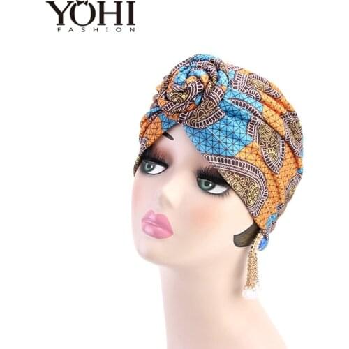 2018 New fashion Ethnic wind vortex knotted hooded hat African fashion fashion hat Muslim hat for women Turban