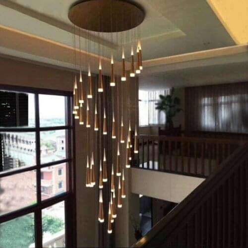 3-15 heads modern led chandeliers gold silver aluminum Acrylic lampbody living room stairway luxury hanging chandelier lighting