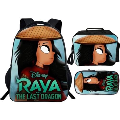 Raya and The Last Dragon 3 pcs sets Casual Backpacks Polyester Schoolbags For Teenager Girls Boys Backpack Kawaii Student Kids