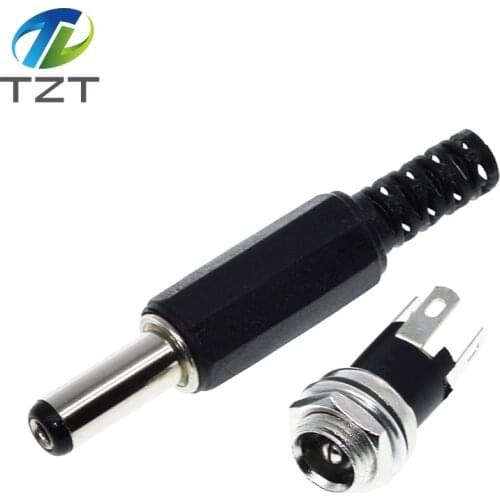 5.5mm x 2.1mm 5.5x2.1 DC Power Supply Plug Connector + Female Metal Panel Mount Socket Jack Plug DC Connectors Terminal Adapte