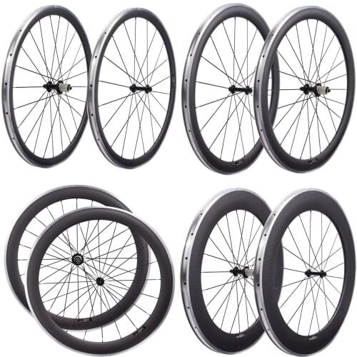 700C Carbon Wheel with Aluminium Brake Surface Powerway R13 V-brake Hub Road Bicycle Front Wheel Rear Wheel 38/50/60/80m