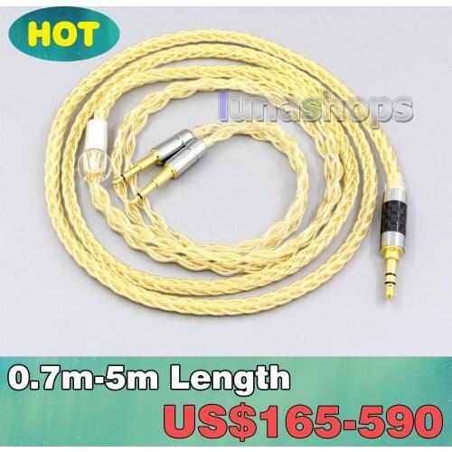 8 Cores 99.99% Pure Silver + Gold Plated Earphone Cable For Nighthawk Monoprice M650 Monolith M1060 M1060C M565 LN006486