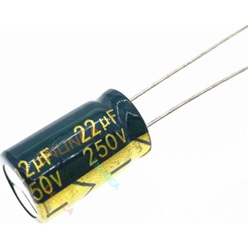 6pcs/lot High Frequency Low Impedance 250v 22UF Aluminum Electrolytic Capacitor Size 10*17 22UF 20