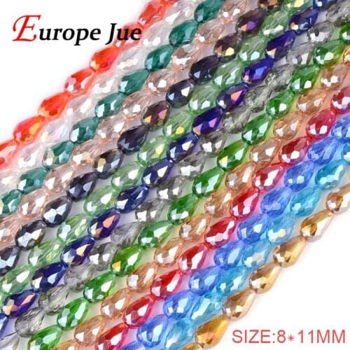 Briolette Pendant Waterdrop Austrian crystal beads 8*11mm 50pcs Top quality Teardrop glass beads for jewelry making bracelet DIY