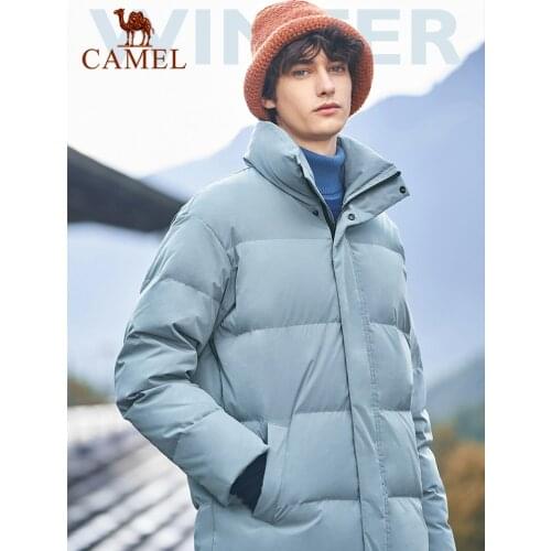 CAMEL Autumn Winter Outdoor Down Jackets Men Fashion Clothing Casual Thick Mid-length Padded Jacket White Duck Down Warm Coats