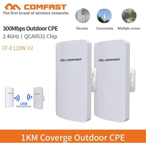 Comfast CF-E110NV2 300Mbps 2.4G Wireless Outdoor Wifi Long range cpe 11dbi Antenna Wi fi Repeater Router Access point bridge AP