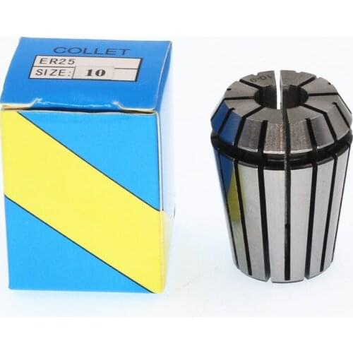 ER25-10 . ER collet. Collet. Material: 65 Mn spring steel. Accuracy: 0.015mm. Clamping range: 9-10mm. Specifications: ER25-10