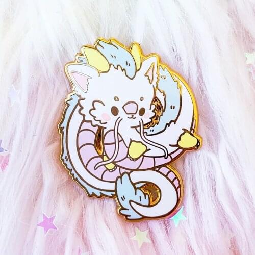 Kawaii Spirited Away White Dragon Hard Enamel Pins Cute Cartoon Ghibli Lapel Pin Badge Brooch Fashion Accessories
