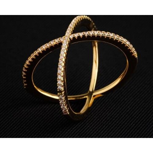 X Shaped Simple Cross Ring Finger Trendy Jewelry Womens Accessories With Cubic Zirconia Stones Gold Cross Rings Jewelry