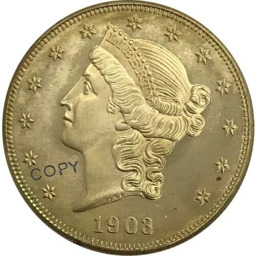 1903 United States 20 Twenty Dollars Liberty Head Double Eagle with motto Gold coin Brass Collectibles Copy Coin