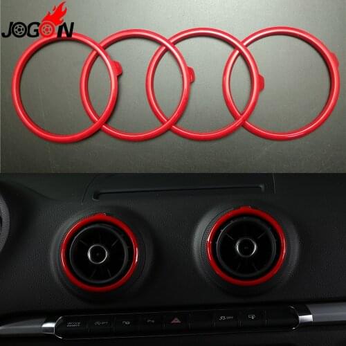 Red Yellow For Audi A3 S3 8V 2013 2014 2015 2016 Car Console Air Condition Vent Outlet Outer Ring Cover Replacement 4pcs