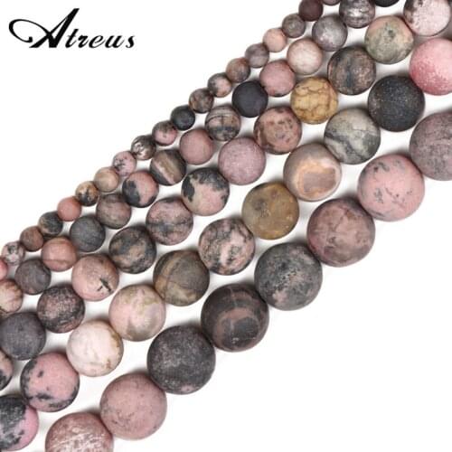 Natural Stone Round Beads Black Line Red Rose Stone Fashion Atreus New 4-12mm Matte For Jewelry Making Suitable For Men Or Women