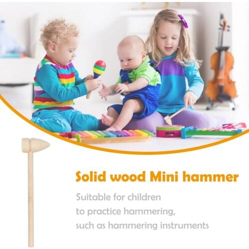 1PCS/10PCS/20PCS Natural Wooden Mini Hammer Educational Flat-headed Mallet Kitchen Tools For Dollhouse Playing House Supplies