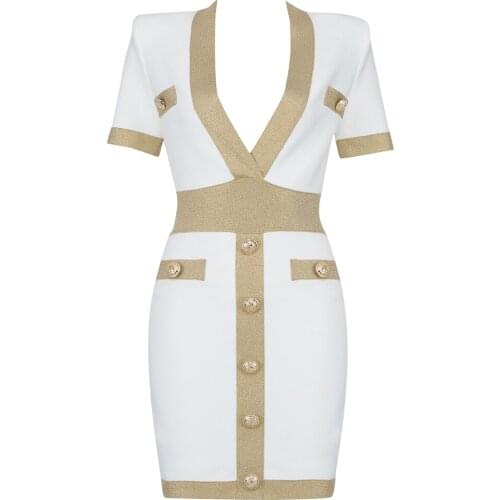 Mini Dress Bandage Short Sleeve Bodycon Bandage Sexy Club Party Elegant Autumn Winter Celebrity Ladies Bodycon Dresses