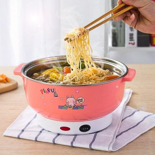 Multifunctional electric cooker MINI heating pan Stainless Steel Hotpot noodles rice Steamer Steamed eggs Soup pot 2L EU US