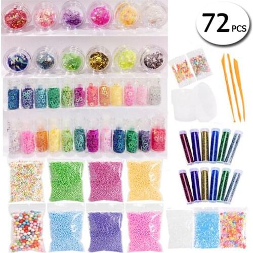 Making Kits Supplies For Slime Stuff Charm Fishbowl Beads Glitter Pearls DIY Handmade Color Foam Ball Material Set