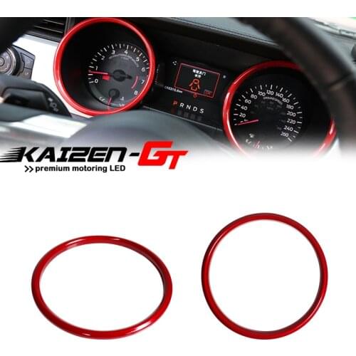 2PCS Red ABS Instrument Panel Surrounding Decoration Rings Speedometer Cover Sticker For Ford Mustang 2015-2020 Car Accessories