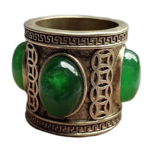 Folk inlaid with ice emperor green emerald ring, finger ring and silver ring