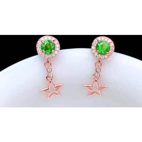 New Fashion Natural And Real Diopside earrings 925 sterling silver Fine jewelry Diopside earring