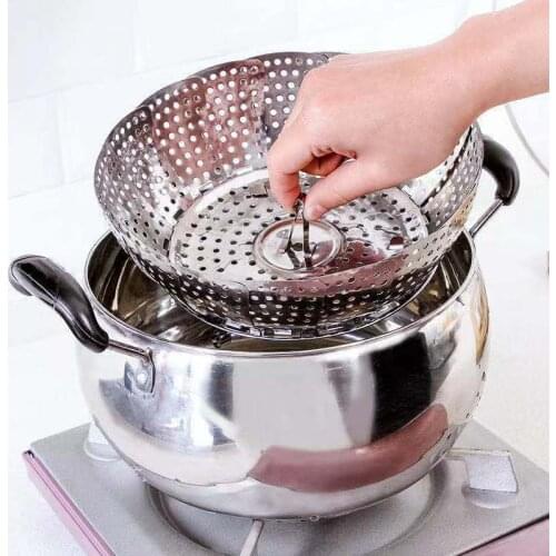 Folding Steamer Plate Stainless Steel Adjustable Telescopic Steamer Dish Multifunction Lotus Shape Food Steamer Drawer