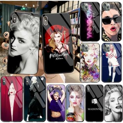 Popular singer Madonna Black TPU Soft Phone Case Cover Tempered Glass For iPhone 11 Pro XR XS MAX 8 X 7 6S 6 Plus SE 2020 case