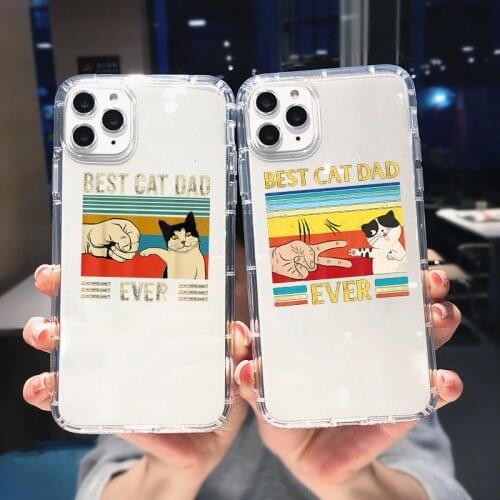ZUIDID Funny Best Cat Dad Ever Cat Clear Phone Case For iPhone 6 7 8 11 12 Pro X XR XS Max SE2020 Plus Soft Silicone Cover Shell