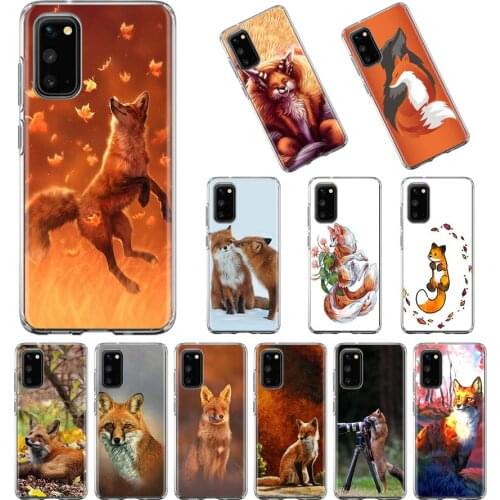 Animal Fox Autumn Clear Silicone Phone Case For Samsung S21 Ultra S20 FE S8 S9 Plus 5G S10 Lite S10e S7 Fundas