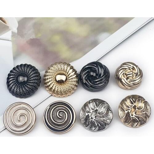 6pcs/lot Metal Shank Sewing Buttons for Craft Gun Black Gold Round Button for Clothing DIY Coat Suit Accessories Decorative