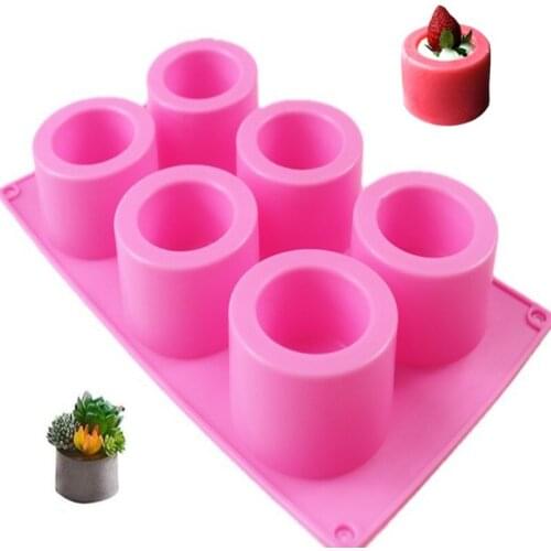 6 Holes Silicone Concrete Planter Mold Mousse Cake Silicone Mold Multi-fonction Homemade Succulent Plants Pot Silicone Mold