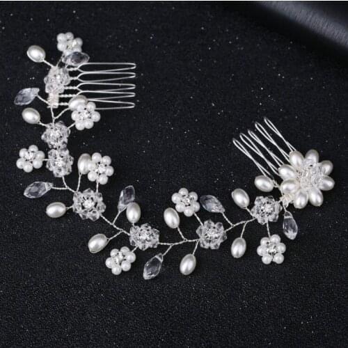 Rhinestone Crystal Headbands Comb Wedding Hair Accessories Bridal Pearl Headband Pearl Hair Band Handmade Bridal Head Jewelry