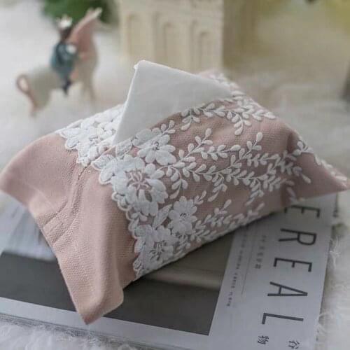 Handmade Light Pink Lace Embroidery Home/Car /Dining-room Exquisite Tissue Box Cover