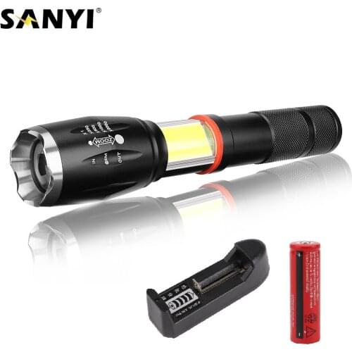 LED Flashlight T6 COB Waterproof Handheld Torch Zoom Focus Lamp Magnetic Work Light for Emergency Lighting By AAA/18650 Battery