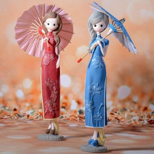 Traditional chinese resin doll Chinese dress Decoration Carving Handicraft Furnishing Art Figurines Desktop Home decor