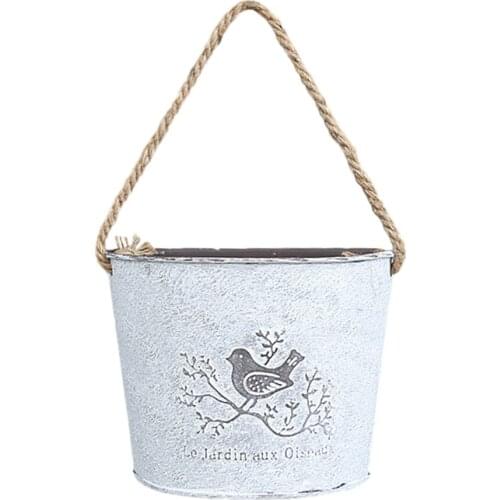 Vintage Metal Bird Vase Hanging Flower Pot Craft For Artificial Flower Wedding Christmas Home Garden Decoration
