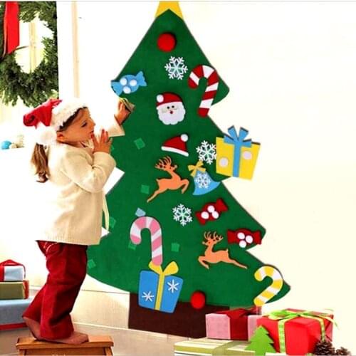 DIY Felt Christmas Tree Christmas Decoration for Home Christmas 2022 New Year Christmas Ornaments Santa Claus Xmas Kids Gifts