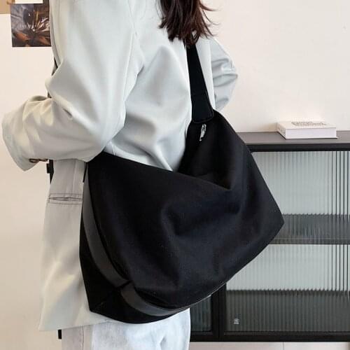 High-quality Ladies Korean Lazy Canvas Bag 2021 New Solid Color Large-capacity Tote Bag Net Red Fashion One-shoulder Handbag