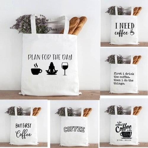 Funny Coffee Tote Bags Women I Need Coffee Canvas Tote Bag Mommy 2021 Fashion Gift for Her Mom Custom Bags