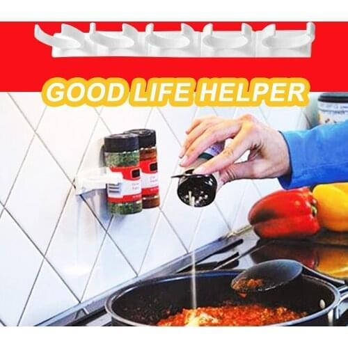 Clip Kitchen Spice Gripper Strip Jar Rack Storage Holder Wall Cabinet Door