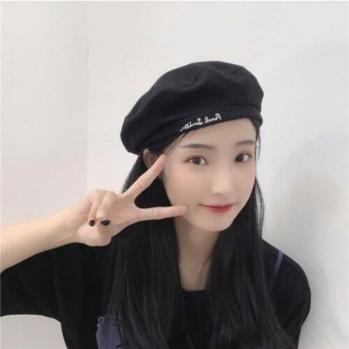 Women Letter Embroidered Berets French Artist Autumn Winter Beret Caps Vintage Painter Hat Casual All-Match Bonnets Walking Cap