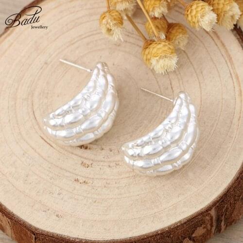 BAdu Women Stud Earrings 2019 New Uneven Surface Statement Metal Irregular Shape Earrings Jewelry Wholesale Gift Ladies