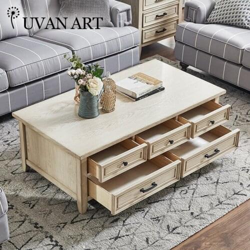Coffee table solid wood feet living room small apartment living room furniture storage short table 021S-7